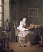 Jean Baptiste Simeon Chardin Birdie and woman oil painting reproduction